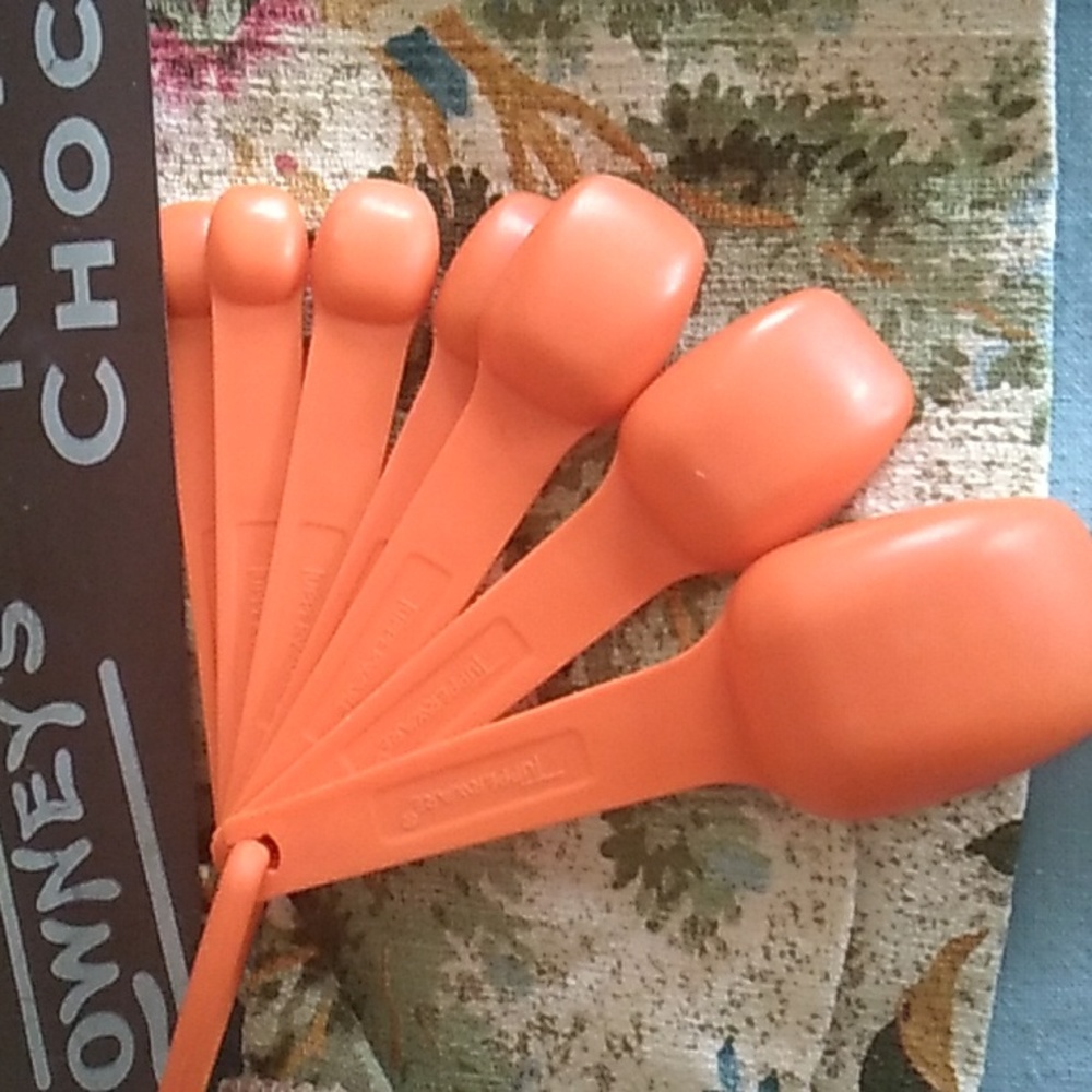 👩‍🍳 Rare  TUPPERWARE ORANGE Complete Set MEASURING SPOONS Vintage EVC